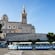 The Petit Train of Marseille parked in front of Notre Dame de la Garde
